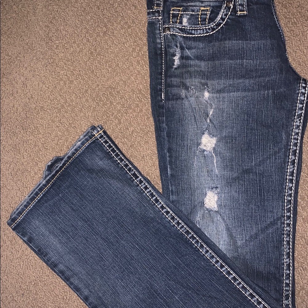 Silver Distressed Tuesday Jeans Size 8 28